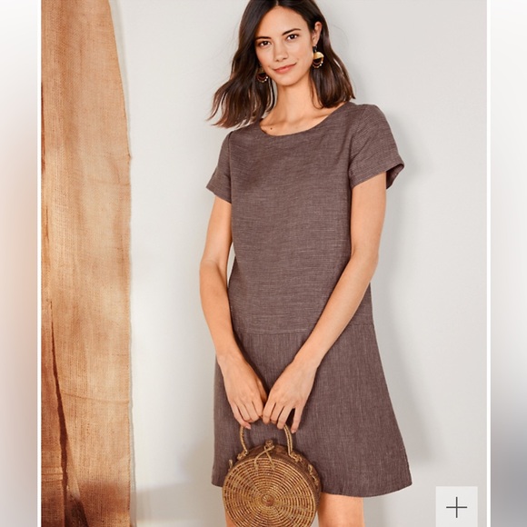 Garnet Hill Linen Dropwaist Purple Stripe Dress Sz 6 - Picture 2 of 12